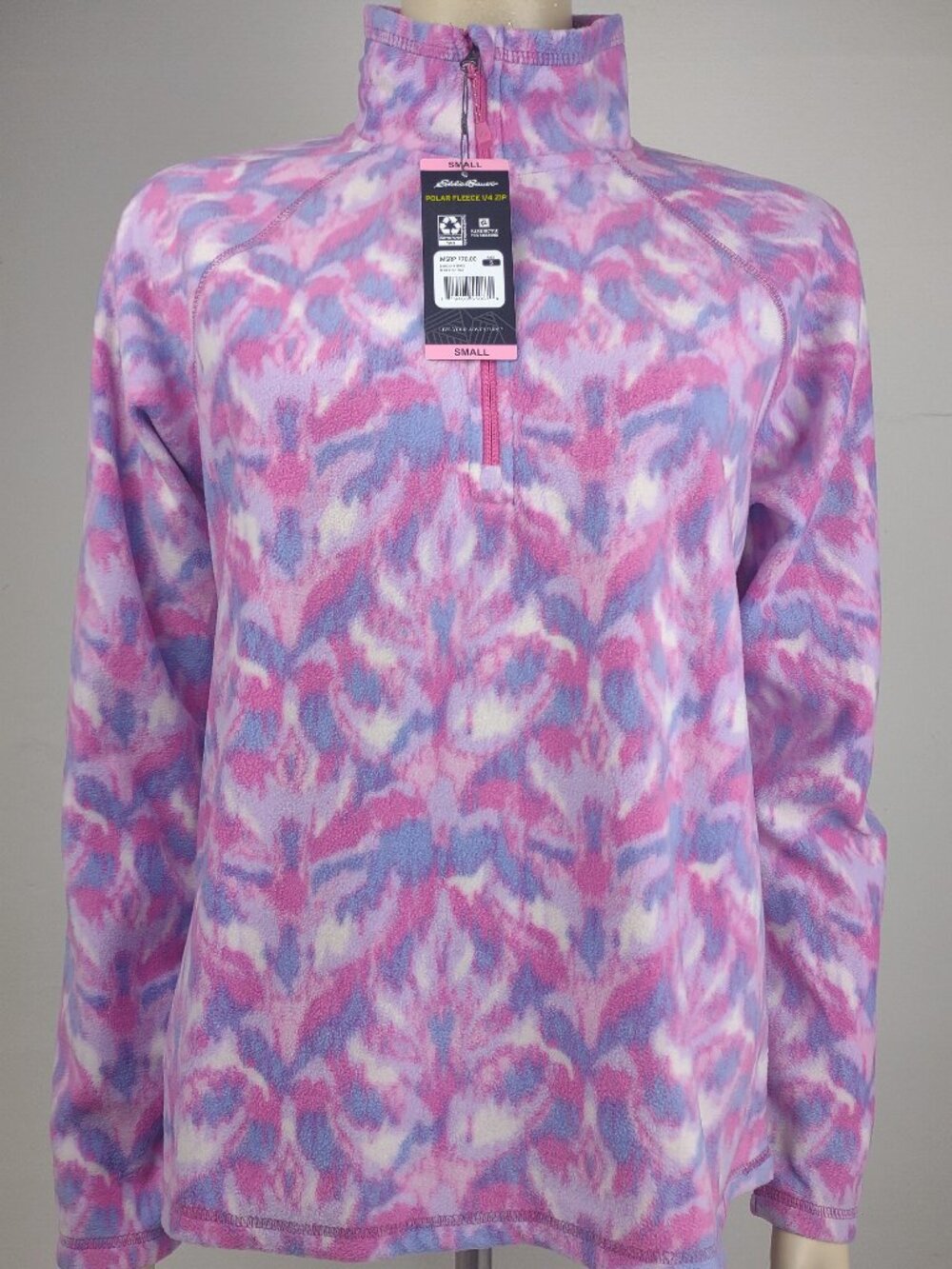 NWT Eddie Bauer pink purple 1/4 zip pullover fleece sweatshirt ladies Small